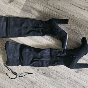 a.n.a Black Over the Knee Boots with Sleek Silhouette